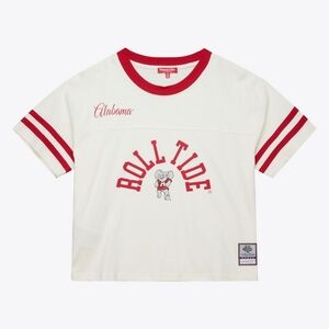 Mitchell & Ness Cropped Cream Alabama Roll Tide Women's Tee - NWT In Packaging